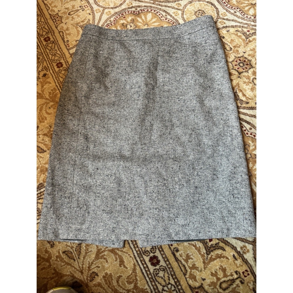 J Crew Womens 4/Small Gray Wool Silk Blend Knit Lined Classic Pencil Skirt EUC